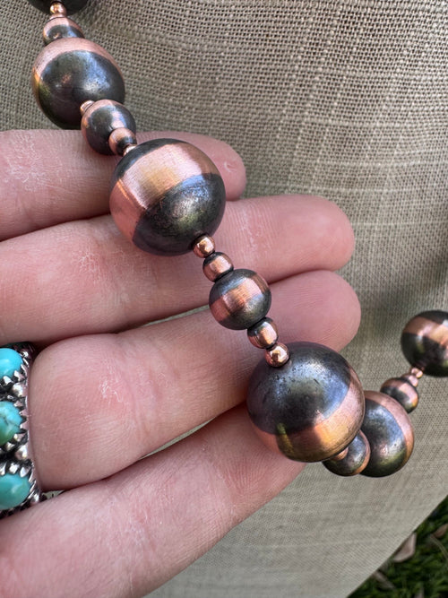 Handcrafted Copper 3-16mm Beaded Necklace