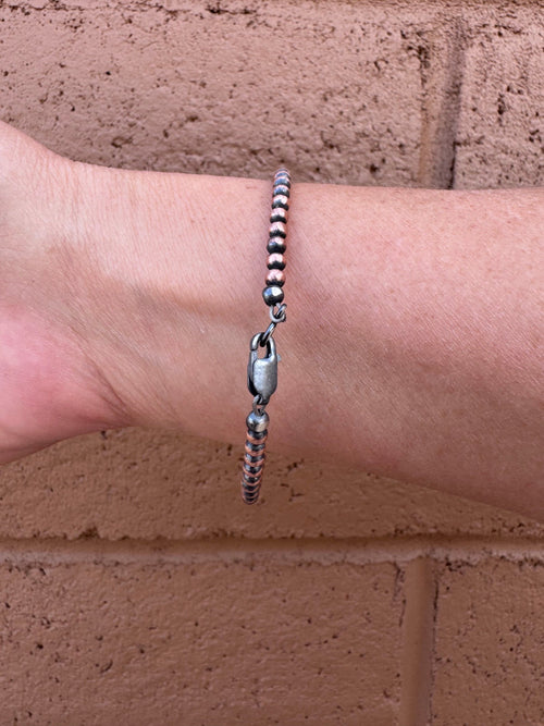 Handcrafted Copper 3mm Beaded Bracelet 7.5"