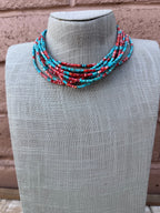 Handcrafted Turquoise & Spiny Oyster 16” Beaded Necklace