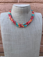 Handcrafted Turquoise & Spiny Oyster 16” Beaded Necklace