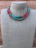 Handcrafted Turquoise & Spiny Oyster 16” Beaded Necklace