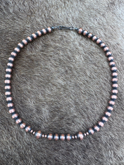 Handcrafted Copper 3-8mm Beaded Necklace