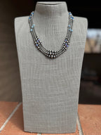 Handcrafted Blue Opal & Sterling Silver Beaded 3-6mm Necklace 20"