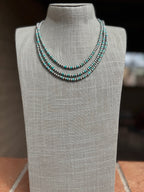 Handcrafted Kingman Turquoise & Sterling Silver 4mm Beaded Necklace 20"