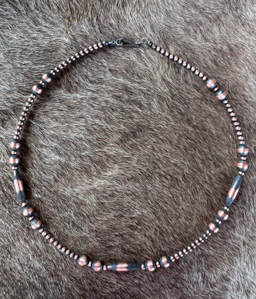 Handcrafted Copper Seed Bead Collection 3-6mm Beaded Necklace 16"