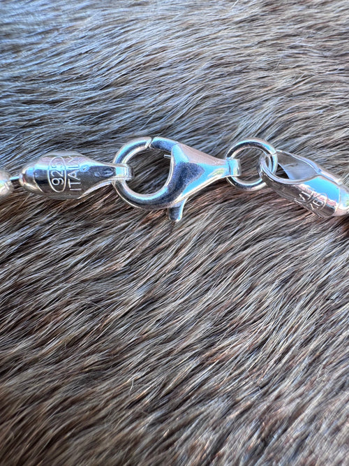 Handmade Sterling Silver Seed Bead 3-4mm Beaded Necklace