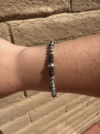 Handcrafted Sterling Silver Pearl & Black Onyx 4-6mm Beaded Bracelet 7"