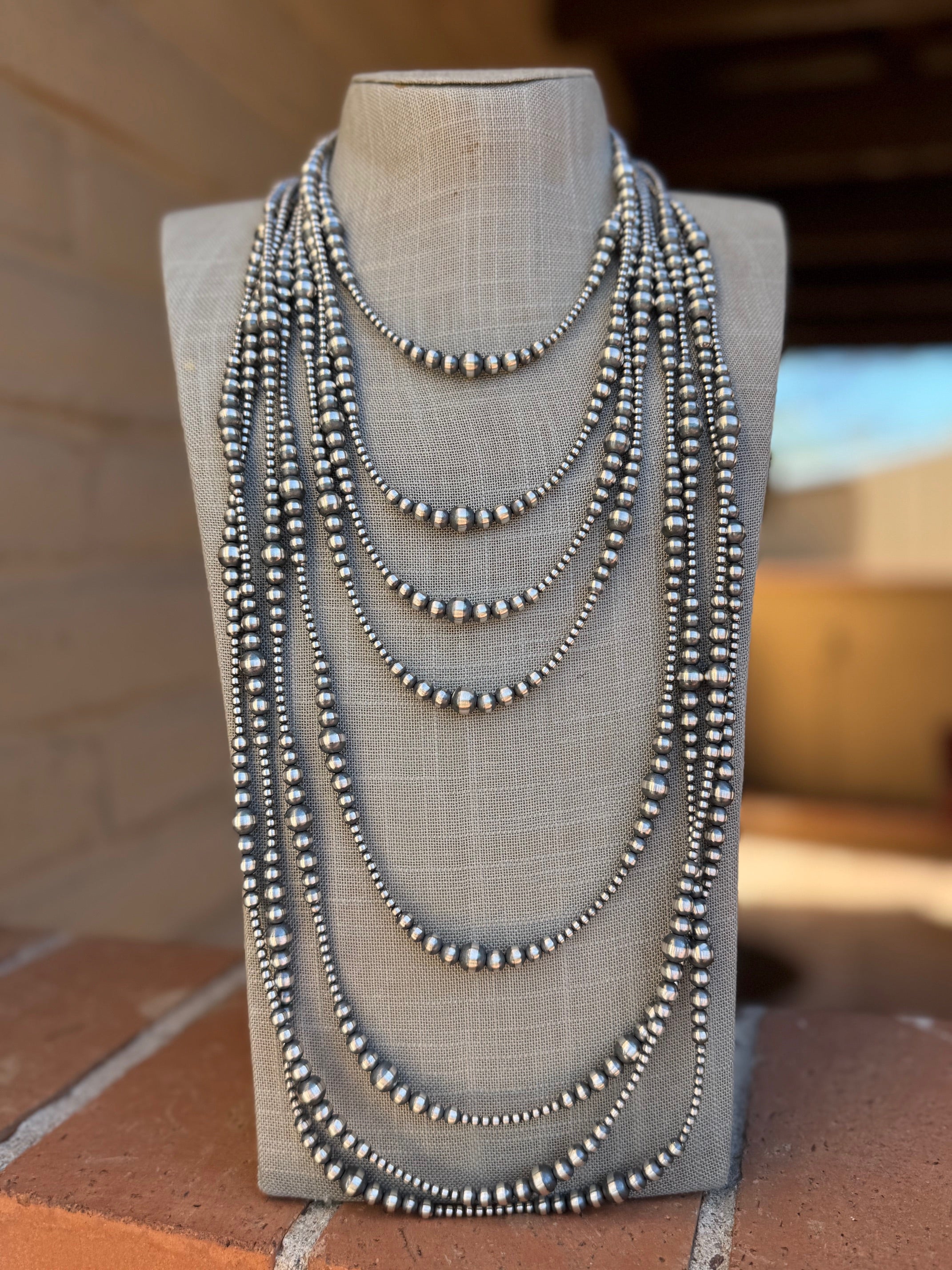 Handcrafted Sterling Silver Pearl Beaded 3-8mm Necklace – Nizhoni