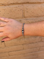 Handcrafted Sterling Silver 3-8mm Beaded Bracelet 7.5"