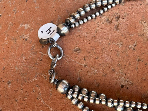 Handcrafted Sterling Silver 3 Strand Beaded 3-8mm Necklace