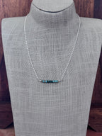 Handmade Sterling Silver & Hubei, Lone Mountain Turquoise Beaded Chain Necklace 20" by Roaming Buffalo