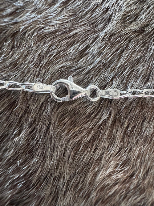 Handmade Sterling Silver & Hubei, Lone Mountain Turquoise Beaded Chain Necklace 20" by Roaming Buffalo
