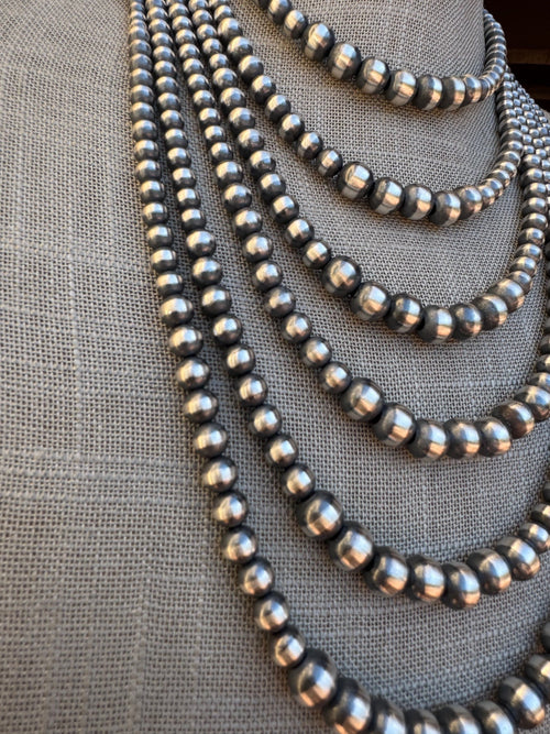 Handcrafted Sterling Silver Pearl 3-8mm Beaded Necklace