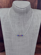 Handmade Sterling Silver Blue Opal, Pink Opal & Pearl Beaded Chain Necklace 19.5" by Roaming Buffalo