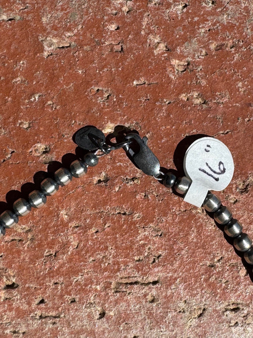 Handcrafted Turquoise And Sterling Silver 4-8mm Beaded Necklace