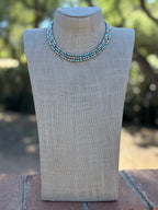 Handcrafted Kingman Turquoise & Sterling Silver 4mm Beaded Necklace 16"