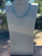Handcrafted Kingman Turquoise & Sterling Silver 4mm Beaded Necklace 18"