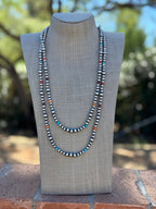 Sterling Silver & Multi Stone Beaded 5-8mm Necklace 30"