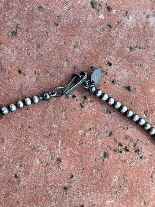 Handcrafted Blue Opal & Sterling Silver Beaded 3-8mm Necklace 16"