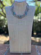 Handcrafted Blue Opal & Sterling Silver Beaded 3-6mm Necklace 18”