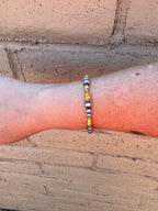 Handcrafted Sterling Silver and Palomino Turquoise Beaded 3-6mm Bracelet 7.5"