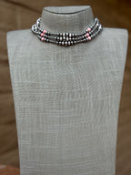 Handcrafted Pink Conch & Sterling Silver 3-8mm Beaded Necklace 14"