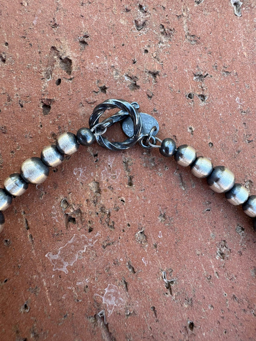 Handcrafted Pink Conch & Sterling Silver 4-6mm Beaded Bracelet 7.5"