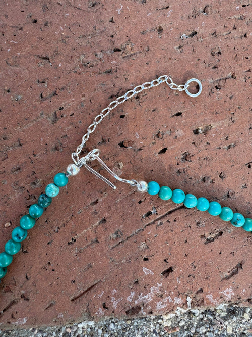Handcrafted Kingman Turquoise Beaded Necklace 16” with 2" extender
