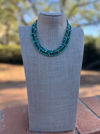 Handcrafted Kingman Turquoise & Sterling silver pearl 5mm Beaded Necklace 18"