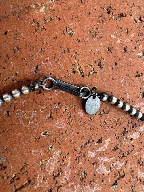 Handcrafted Sterling Silver & White Buffalo 3-8mm Beaded Necklace 20"