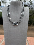 Handcrafted Sterling Silver & White Buffalo 3-8mm Beaded Necklace 22"