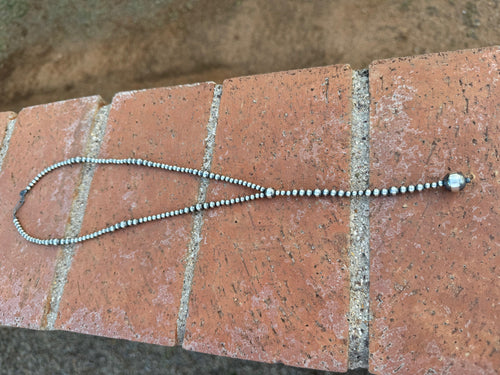 Handcrafted Sterling Silver Pearl 4-12mm Beaded Lariat Necklace 20", Lariat 4.5"