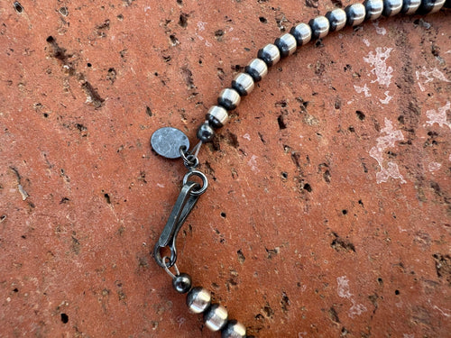 Handcrafted Sterling Silver Pearl 4-12mm Beaded Lariat Necklace 20", Lariat 4.5"