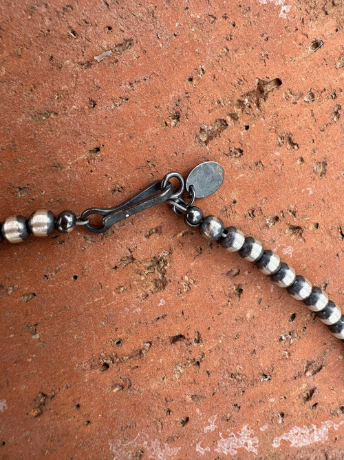 Handcrafted Multi Stone & Sterling Silver 4-8mm Beaded Necklace 72"