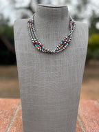 Handcrafted Multi Stone & Sterling Silver 4-6mm Beaded Necklace 18"