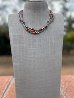 Handcrafted Multi Stone & Sterling Silver 3-6mm Beaded Necklace 18"