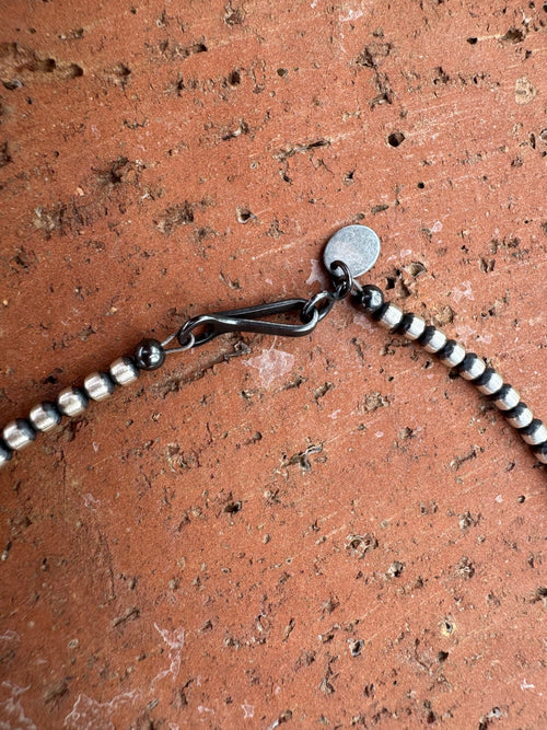 Handcrafted Multi Stone & Sterling Silver 3-6mm Beaded Necklace 16"