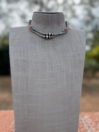 Handcrafted Multi Stone & Sterling Silver 3-8mm Beaded Necklace 14"