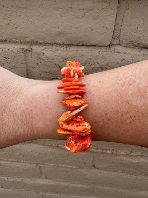 Handcrafted Spiny & Sterling Silver Beaded Bracelet 7.5"