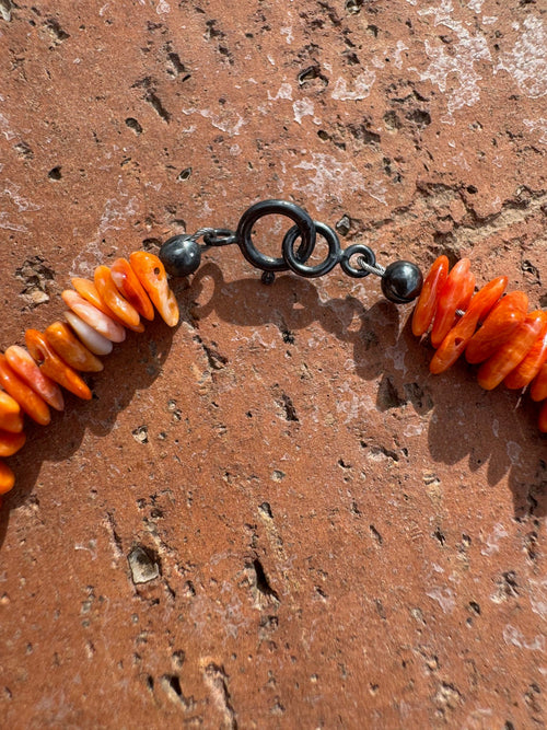 Handcrafted Spiny & Sterling Silver Beaded Bracelet 7.5"