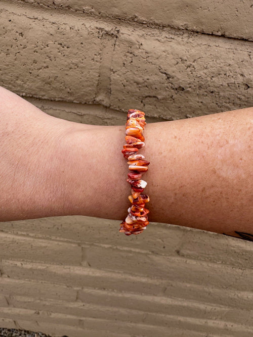 Handcrafted Spiny & Sterling Silver Beaded Bracelet 7.5"