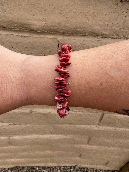 Handcrafted Spiny & Sterling Silver Beaded Bracelet 7.5"