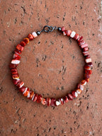 Handcrafted Spiny & Sterling Silver Beaded Bracelet 7.5"