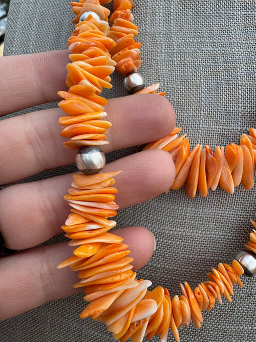 Handcrafted Spiny & Sterling Silver 5-8mm Beaded Necklace