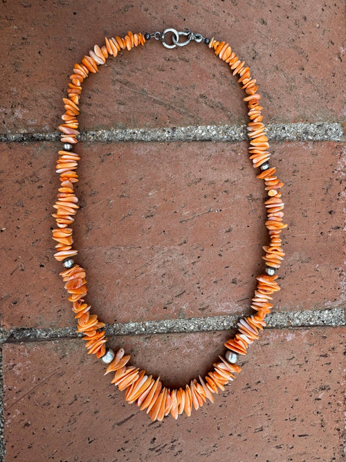 Handcrafted Spiny & Sterling Silver 5-8mm Beaded Necklace