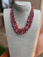 Handcrafted Purple Spiny Oyster and Sterling Silver Pearl 6-8mm Beaded Necklace 20"