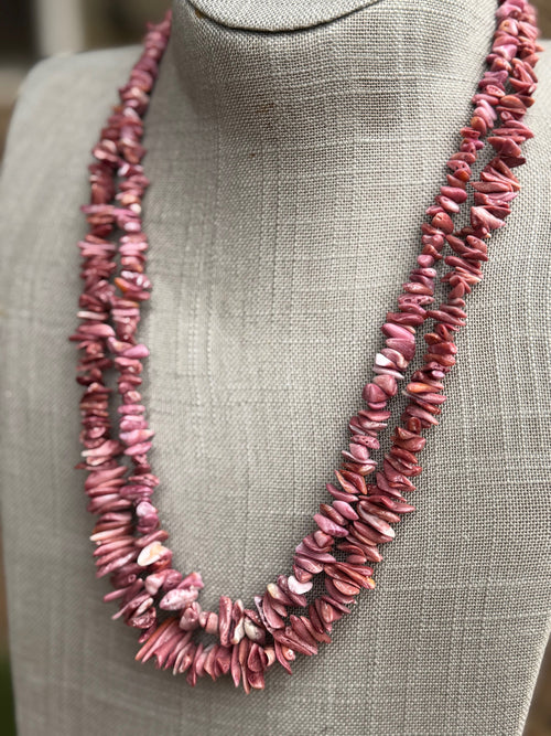 Handcrafted Purple Spiny Oyster Beaded Necklace 24"