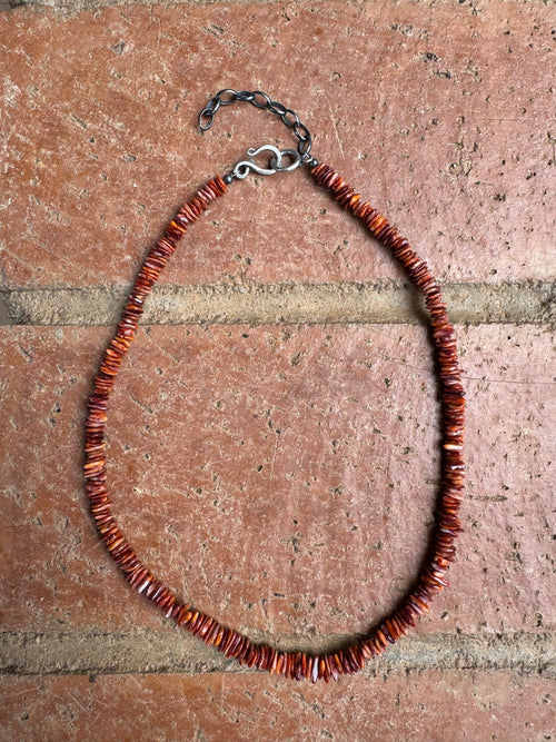 Handcrafted Red Spiny Oyster Beaded Necklace 18"