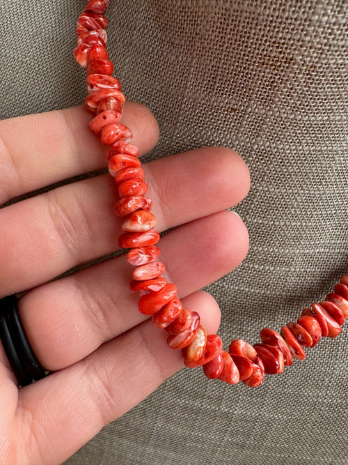 Handcrafted Coral Beaded Necklace 18"