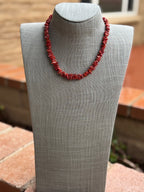 Handcrafted Coral Beaded Necklace 18"